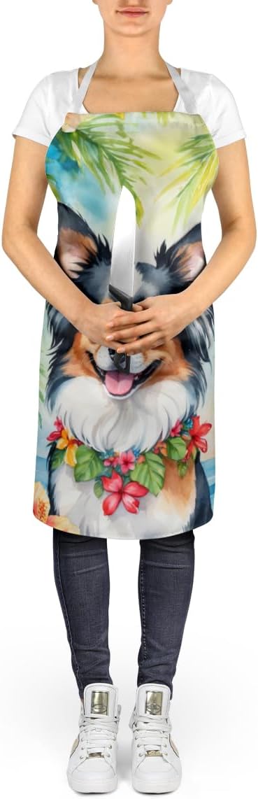Caroline's Treasures Papillon Luau Apron Cooking Kitchen Server Baking Crafts Gardening for Adult Women Men, Unisex, Large, Multicolor