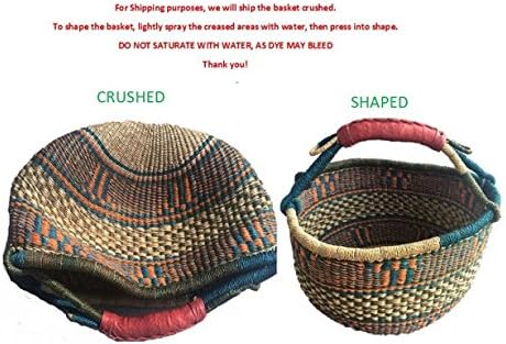 Children's Mini Bolga African Bolga Basket Fair Trade Ghana Baskets toys Egg baskets (COLORS VARY) … (7"-9" - Blues & Black)
