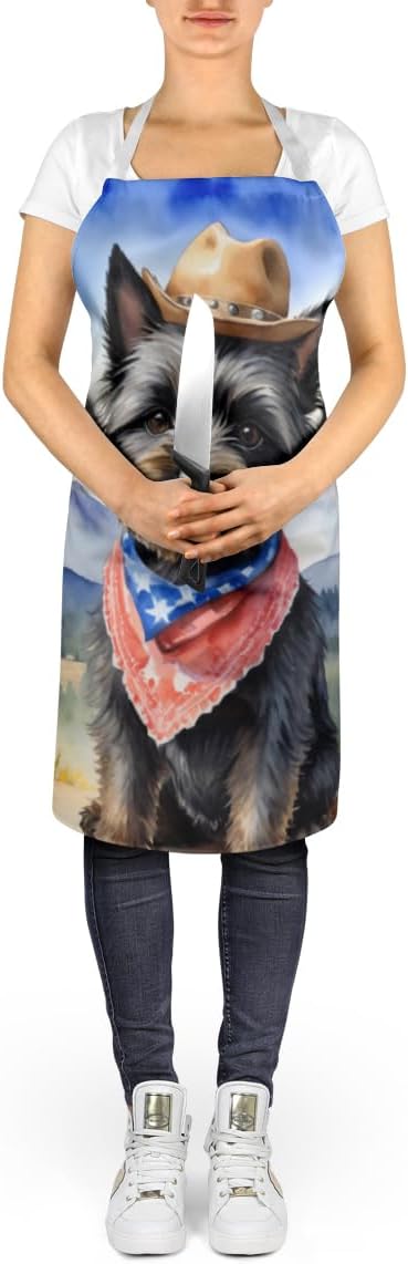 Caroline's Treasures Cairn Terrier Cowboy Welcome Apron Cooking Kitchen Server Baking Crafts Gardening for Adult Women Men, Unisex, Large, Multicolor
