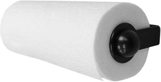 Home Basics Wall Mounted Plastic Paper Towel Holder (Black) 13" x 4.57" x 2.21"