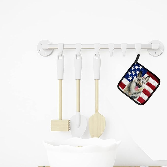 Caroline's Treasures BB9649PTHD East-European Shepherd Patriotic Pair of Pot Holders Kitchen Heat Resistant Pot Holders Sets Oven Hot Pads for Cooking Baking BBQ, 7 1/2 x 7 1/2
