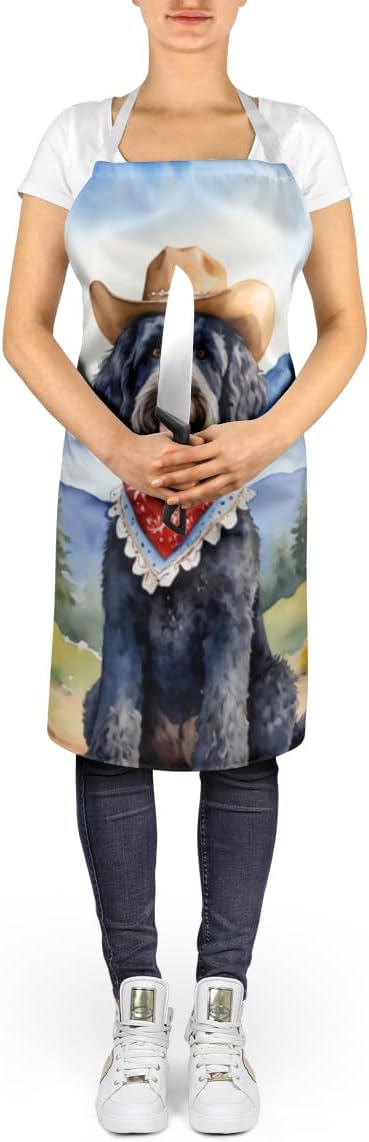 Caroline's Treasures Portuguese Water Dog Cowboy Welcome Apron Cooking Kitchen Server Baking Crafts Gardening for Adult Women Men, Unisex, Large, Multicolor