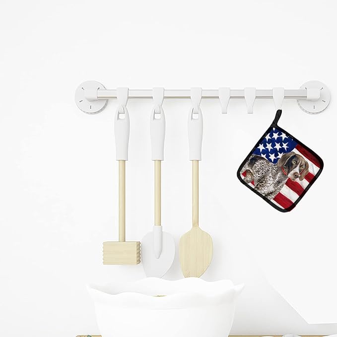 Caroline's Treasures BB9641PTHD German Shorthaired Pointer Patriotic Pair of Pot Holders Kitchen Heat Resistant Pot Holders Sets Oven Hot Pads for Cooking Baking BBQ, 7 1/2 x 7 1/2