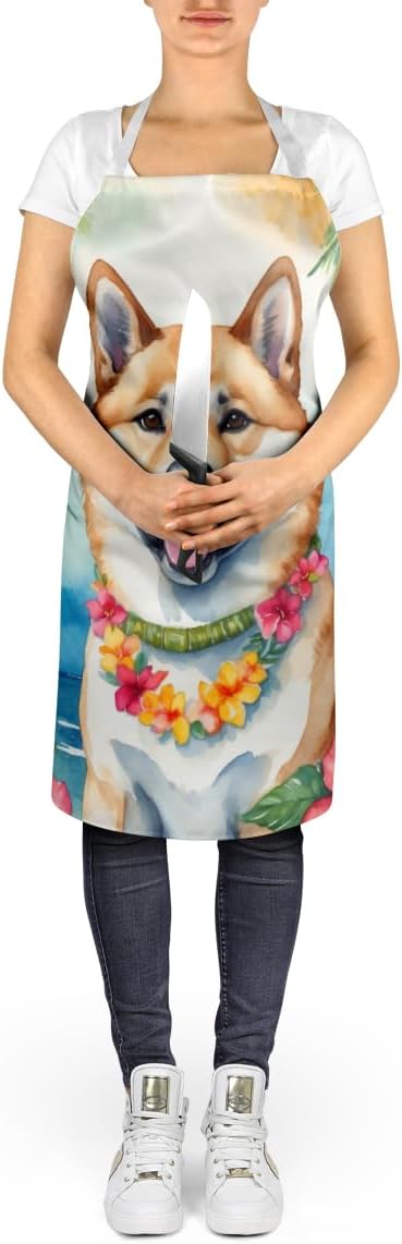 Caroline's Treasures Akita Luau Apron Cooking Kitchen Server Baking Crafts Gardening for Adult Women Men, Unisex, Large, Multicolor