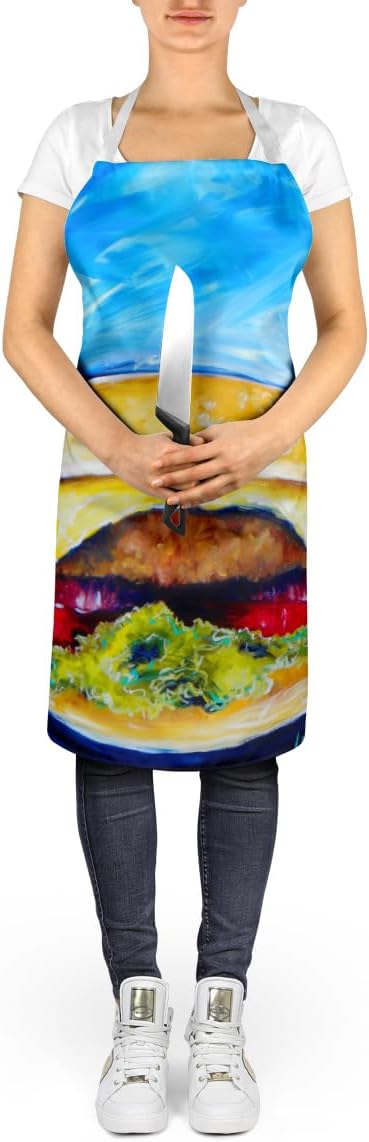 Caroline's Treasures I Want Mine Dressed Hamburger Apron Cooking Kitchen Server Baking Crafts Gardening for Adult Women Men, Unisex, Large, Multicolor