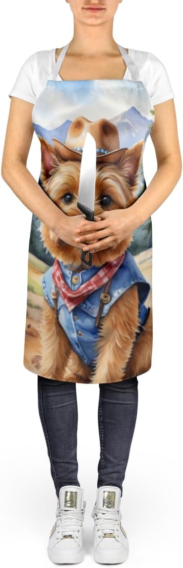 Caroline's Treasures Norwich Terrier Cowboy Welcome Apron Cooking Kitchen Server Baking Crafts Gardening for Adult Women Men, Unisex, Large, Multicolor