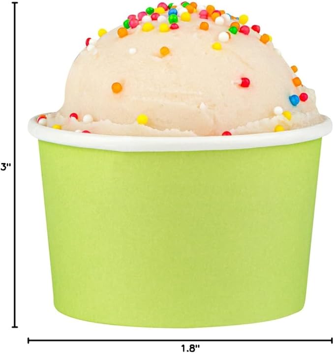 Coppetta 3 Ounce Paper Cups, 200 Durable To Go Cups - Lids Sold Separately, Disposable, Green Paper Dessert Cups, Freezable, For Cafes And Restaurants - Restaurantware