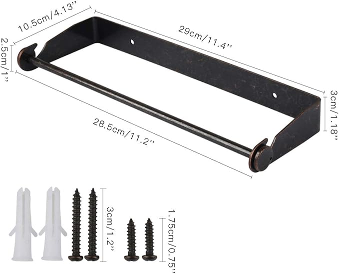 PHUNAYA Under Cabinet Paper Towel Holder Wall Mount for Home Kitchen,Stainless Steel for Large Rolls-Bronze