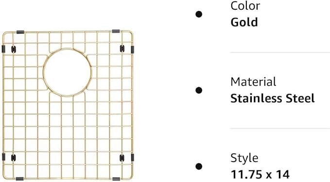 Starstar Sinks Protector Matte Gold 304 Stainless Steel Kitchen Sink Bottom Grid, Rack (11.75 x 14)