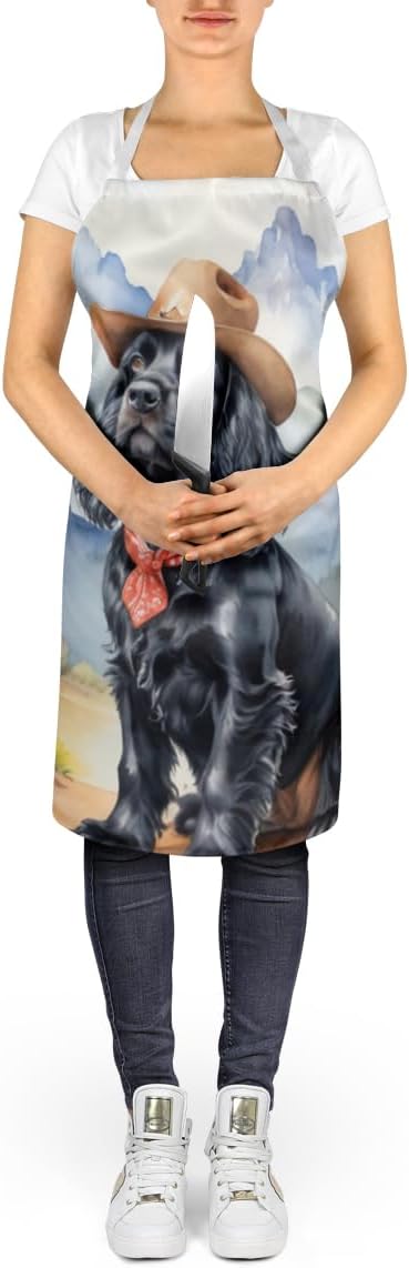 Caroline's Treasures Cocker Spaniel Cowboy Welcome Apron Cooking Kitchen Server Baking Crafts Gardening for Adult Women Men, Unisex, Large, Multicolor