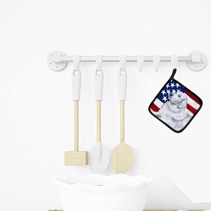 Caroline's Treasures BB9675PTHD Maremma Sheepdog Patriotic Pair of Pot Holders Kitchen Heat Resistant Pot Holders Sets Oven Hot Pads for Cooking Baking BBQ, 7 1/2 x 7 1/2