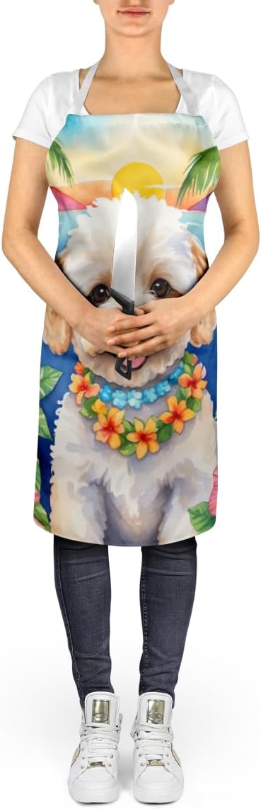 Caroline's Treasures Maltipoo Luau Apron Cooking Kitchen Server Baking Crafts Gardening for Adult Women Men, Unisex, Large, Multicolor