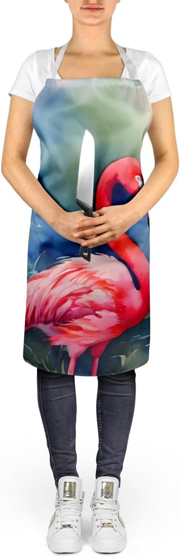 Caroline's Treasures Flamingo Apron Cooking Kitchen Server Baking Crafts Gardening for Adult Women Men, Unisex, Large, Multicolor