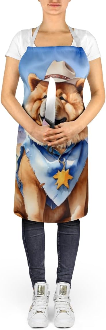Caroline's Treasures Chow Chow Cowboy Welcome Apron Cooking Kitchen Server Baking Crafts Gardening for Adult Women Men, Unisex, Large, Multicolor
