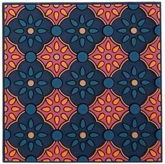 Images d'Orient Coaster Zahra Orange 9x9cm PVC 50g Washable Shatterproof Heat Resistant Compatible with Most Cookware