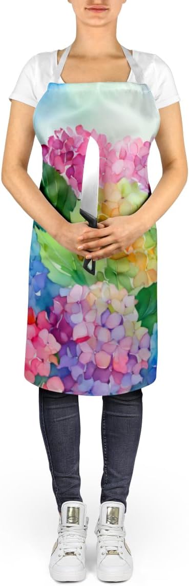 Caroline's Treasures Hydrangeas in Watercolor Apron Cooking Kitchen Server Baking Crafts Gardening for Adult Women Men, Unisex, Large, Multicolor