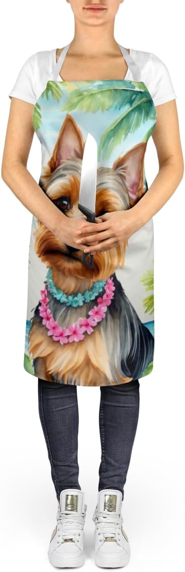 Caroline's Treasures Silky Terrier Luau Apron Cooking Kitchen Server Baking Crafts Gardening for Adult Women Men, Unisex, Large, Multicolor