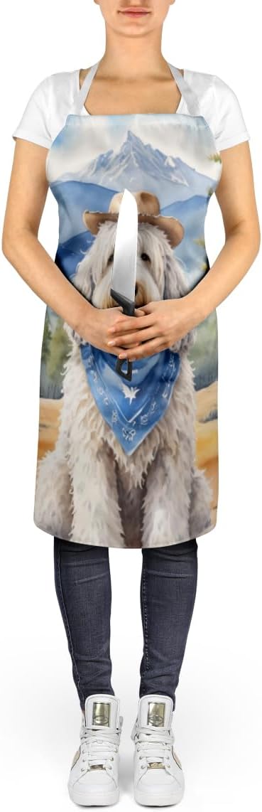 Caroline's Treasures Komondor Cowboy Welcome Apron Cooking Kitchen Server Baking Crafts Gardening for Adult Women Men, Unisex, Large, Multicolor