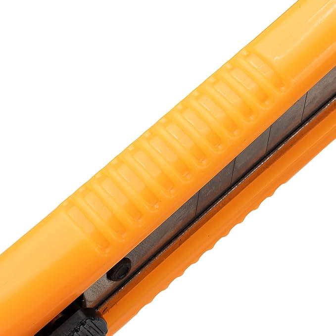 Handy Tek 6.5 Inch Utility Knives, 4 Anti-Slip Box Knives - Heavy Duty, Retractable, Yellow Plastic Box Cutters, Built-In Lock, Sharp Blade - Restaurantware