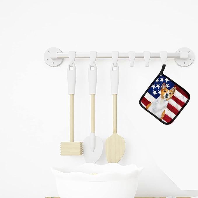 Caroline's Treasures BB9692PTHD Basenji Patriotic Pair of Pot Holders Kitchen Heat Resistant Pot Holders Sets Oven Hot Pads for Cooking Baking BBQ, 7 1/2 x 7 1/2