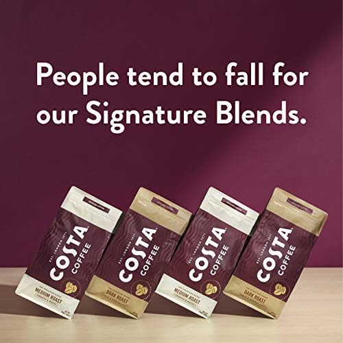Costa Coffee Whole Bean Coffee, Signature Blend Dark Roast, 12oz each, Rainforest Alliance Certified (Pack of 4)