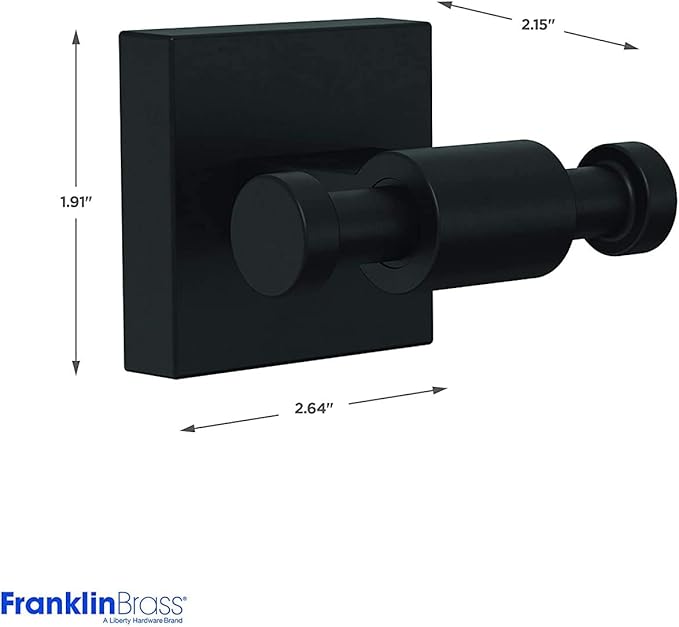 Franklin Brass MAX35-FB Maxted Wall Mounted Multi-Purpose Hook in Matte Black, 1 Count (Pack of 2)