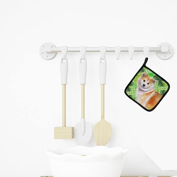 Caroline's Treasures BB9852PTHD Shiba Inu St Patrick's Pair of Pot Holders, Green Kitchen Heat Resistant Pot Holders Sets Oven Hot Pads for Cooking Baking BBQ, 7 1/2 x 7 1/2