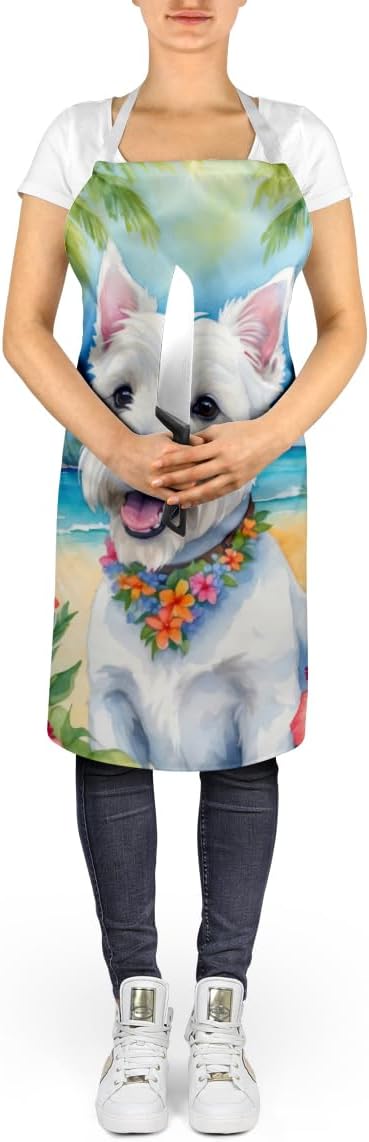 Caroline's Treasures Westie Luau Apron Cooking Kitchen Server Baking Crafts Gardening for Adult Women Men, Unisex, Large, Multicolor