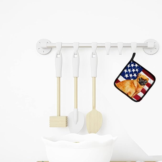 Caroline's Treasures BB9667PTHD Small Brabant Griffon Patriotic Pair of Pot Holders Kitchen Heat Resistant Pot Holders Sets Oven Hot Pads for Cooking Baking BBQ, 7 1/2 x 7 1/2