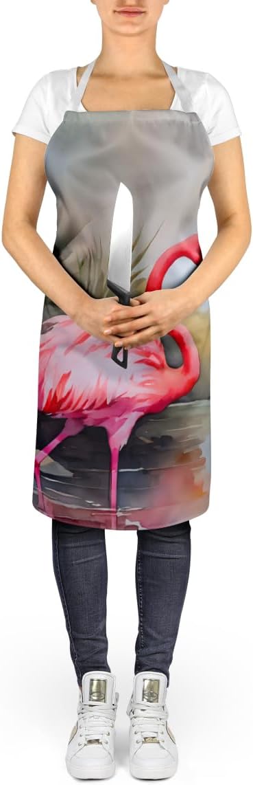 Caroline's Treasures Flamingo Apron Cooking Kitchen Server Baking Crafts Gardening for Adult Women Men, Unisex, Large, Multicolor