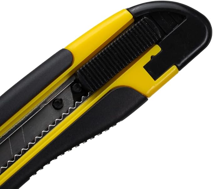 Handy Tek 5.3 Inch Blade Knives, 4 Retractable Utility Knives - Snap Off Blade, Built-In Lock, Yellow Plastic Breakaway Knives, Heavy Duty, Sharp Blade - Restaurantware