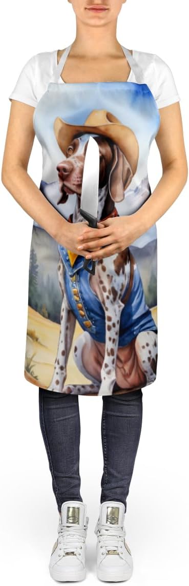 Caroline's Treasures German Shorthaired Pointer Cowboy Welcome Apron Cooking Kitchen Server Baking Crafts Gardening for Adult Women Men, Unisex, Large, Multicolor