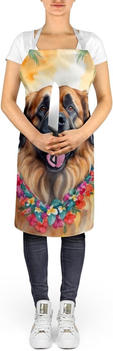 Caroline's Treasures Leonberger Luau Apron Cooking Kitchen Server Baking Crafts Gardening for Adult Women Men, Unisex, Large, Multicolor