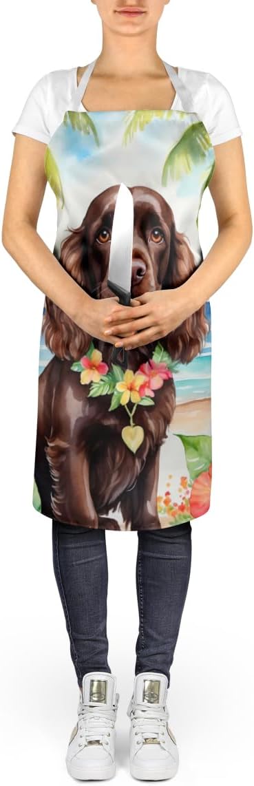 Caroline's Treasures Cocker Spaniel Luau Apron Cooking Kitchen Server Baking Crafts Gardening for Adult Women Men, Unisex, Large, Multicolor