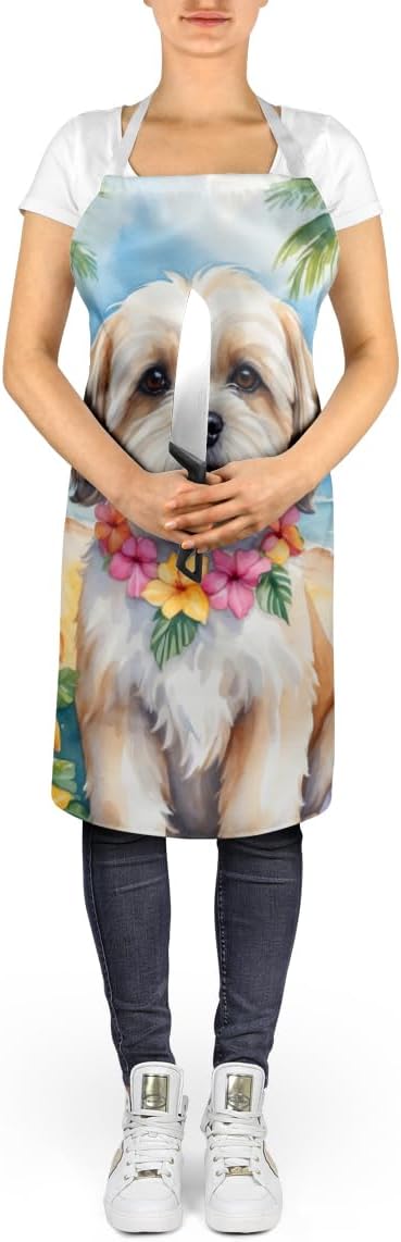 Caroline's Treasures Lhasa Apso Luau Apron Cooking Kitchen Server Baking Crafts Gardening for Adult Women Men, Unisex, Large, Multicolor