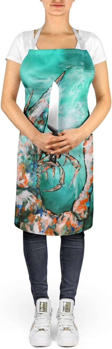 Caroline's Treasures A Touch of Blue Shrimp Apron Cooking Kitchen Server Baking Crafts Gardening for Adult Women Men, Unisex, Large, Multicolor