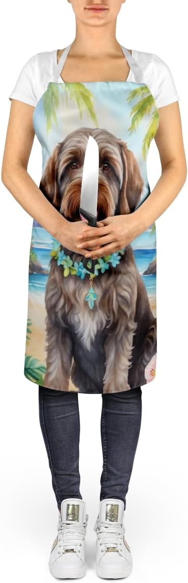 Caroline's Treasures Wirehaired Pointing Griffon Luau Apron Cooking Kitchen Server Baking Crafts Gardening for Adult Women Men, Unisex, Large, Multicolor