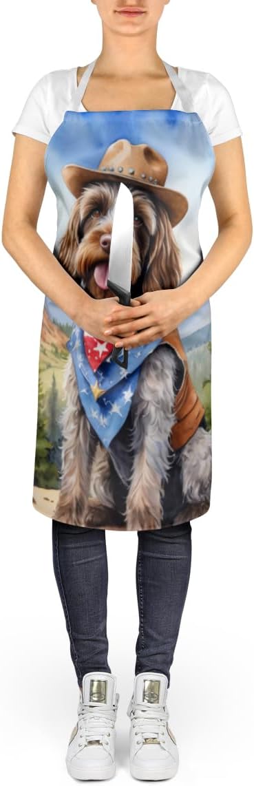 Caroline's Treasures Wirehaired Pointing Griffon Cowboy Welcome Apron Cooking Kitchen Server Baking Crafts Gardening for Adult Women Men, Unisex, Large, Multicolor