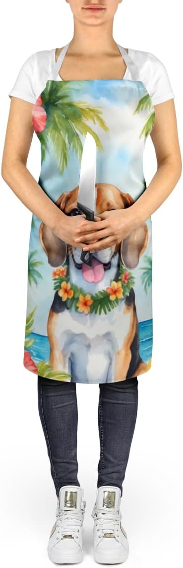 Caroline's Treasures Beagle Luau Apron Cooking Kitchen Server Baking Crafts Gardening for Adult Women Men, Unisex, Large, Multicolor
