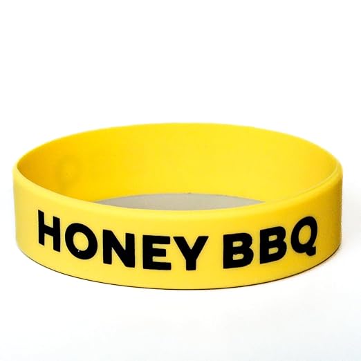 Culinary ID Bands "Honey BBQ" Silicone Label Band for 16, 20, and 24 oz. Squeeze Bottle – Ideal for Use with Standard and Wide Mouth Squeeze and Sauce Bottles, Durable and Stretchable, Yellow