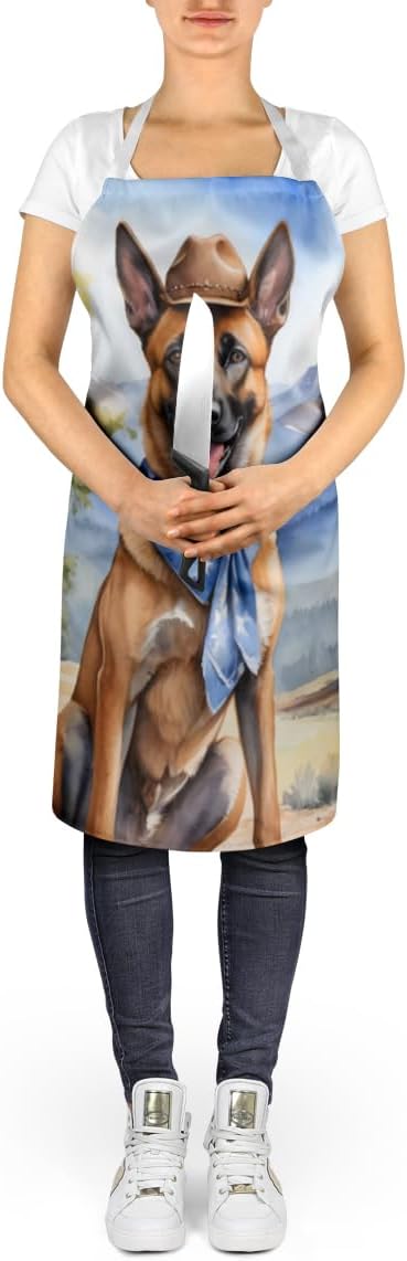 Caroline's Treasures Belgian Malinois Cowboy Welcome Apron Cooking Kitchen Server Baking Crafts Gardening for Adult Women Men, Unisex, Large, Multicolor