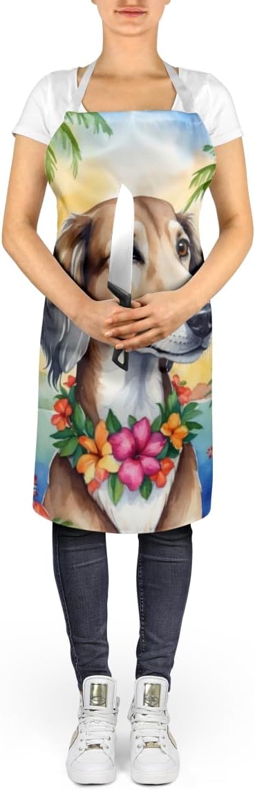 Caroline's Treasures Saluki Luau Apron Cooking Kitchen Server Baking Crafts Gardening for Adult Women Men, Unisex, Large, Multicolor