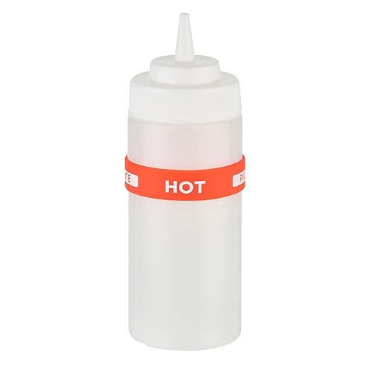 Restaurantware Silicone Squeeze Bottle Band 10 Count 2.75 Inch Dishwasher Safe Condiment Identification Band, Hot Red Non-Slip Label Band for Condiment Labeling at Restaurants, Food Trucks