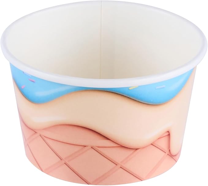 Restaurantware Ice Cream Cups 50 Pack of 8 oz Leak-Resistant Disposable Dessert Bowl Frozen Yogurt Cup Round Paper Container For Cold And Hot Desserts