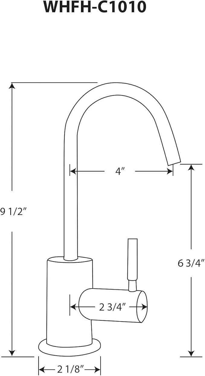 Whitehaus Collection WHFH-C1010-BN Point of Use Cold Water Faucet with Contemporary Spout, Brushed Nickel, 0.1 x 0.1 x 9.5