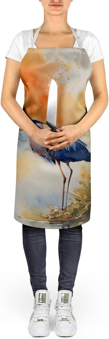 Caroline's Treasures Blue Heron Apron Cooking Kitchen Server Baking Crafts Gardening for Adult Women Men, Unisex, Large, Multicolor