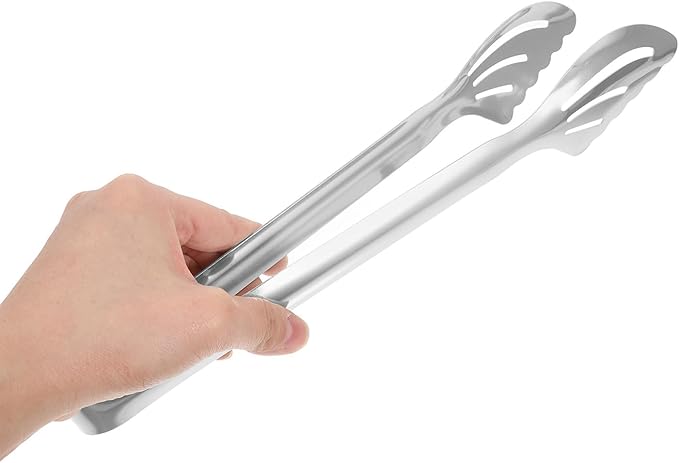 Yardwe Stainless Steel Large Buffet Tongs Heat-resistant Kitchen Food Serving Clamps for Bread, Dessert, and Steak Cooking Tools Reusable Kitchen Utensils for Bbq and Baking