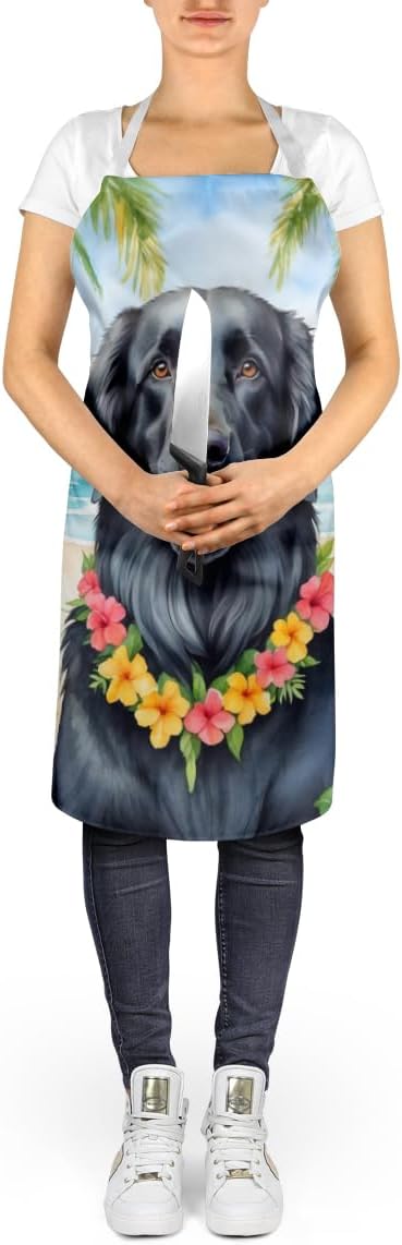 Caroline's Treasures Flat-Coated Retriever Luau Apron Cooking Kitchen Server Baking Crafts Gardening for Adult Women Men, Unisex, Large, Multicolor