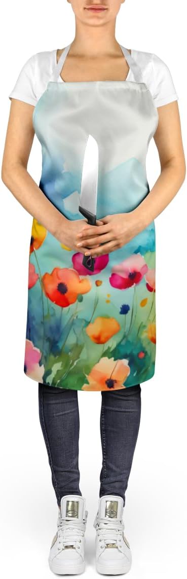 Caroline's Treasures Anemones in Watercolor Apron Cooking Kitchen Server Baking Crafts Gardening for Adult Women Men, Unisex, Large, Multicolor