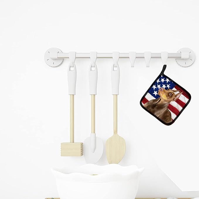 Caroline's Treasures BB9709PTHD Doberman Pinscher Patriotic Pair of Pot Holders Kitchen Heat Resistant Pot Holders Sets Oven Hot Pads for Cooking Baking BBQ, 7 1/2 x 7 1/2